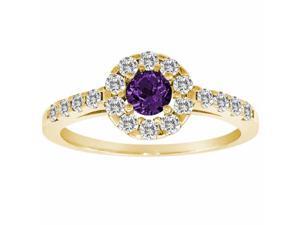 Ryan Jonathan Halo Amethyst and Diamond Ring in 14K Yellow Gold Ryan Jonathan Halo Amethyst and Diamond Ring in 14K Yellow Gold