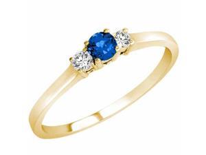 Ryan Jonathan Three Stone Blue Sapphire and Diamond Ring in 14K Yellow Gold Ryan Jonathan Three Stone Blue Sapphire and Diamond Ring in 14K Yellow Gold