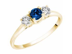 Ryan Jonathan Three Stone Blue Sapphire and Diamond Ring in 14K Yellow Gold Ryan Jonathan Three Stone Blue Sapphire and Diamond Ring in 14K Yellow Gold