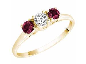 Ryan Jonathan Three Stone Diamond and Ruby Ring in 14K Yellow Gold Ryan Jonathan Three Stone Diamond and Ruby Ring in 14K Yellow Gold
