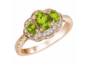 Ryan Jonathan Vintage Style Peridot and Diamond Ring in 14K Rose Gold Ryan Jonathan Vintage Style Peridot and Diamond Ring in 14K Rose Gold