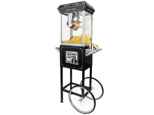 FunTime 8oz Black Popcorn Popper Machine Maker Cart Vintage Style- FT862CB FunTime 8oz Black Popcorn Popper Machine Maker Cart Vintage Style- FT862CB