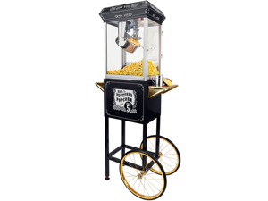 FunTime 8oz Black Popcorn Popper Machine Maker Cart Vintage Style- FT862CBG FunTime 8oz Black Popcorn Popper Machine Maker Cart Vintage Style- FT862CBG