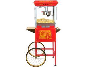FunTime Full Size Carnival Style 8Oz Hot Oil Popcorn Machine w/ Cart (Red) FunTime Full Size Carnival Style 8Oz Hot Oil Popcorn Machine w/ Cart (Red)