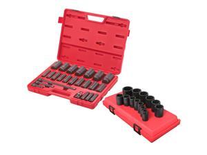 Suenx 2824PR 1/2-Inch Drive SAE Deep Socket Set w/ 1/2-Inch Drive SAE Socket Set Suenx 2824PR 1/2-Inch Drive SAE Deep Socket Set w/ 1/2-Inch Drive SAE Socket Set