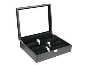Classic Black Glass Top Watch Box Display Case with High Clearance for Larger Watches Holds 18 Watches Classic Black Glass Top Watch Box Display Case with High Clearance for Larger Watches Holds 18 Watches