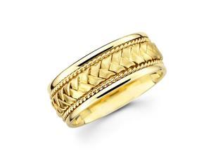 Solid 14k Yellow Gold Mens Braided Rope Design Wedding Ring Band 8MM Size 10 Solid 14k Yellow Gold Mens Braided Rope Design Wedding Ring Band 8MM Size 10