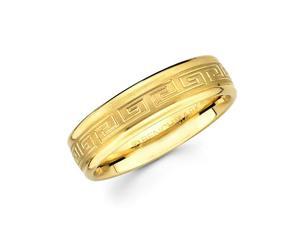 Solid 14k Yellow Gold Ladies Mens Greek Design Satin Wedding Ring Band 6MM Size 8.5 Solid 14k Yellow Gold Ladies Mens Greek Design Satin Wedding Ring Band 6MM Size 8.5