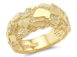 14k Solid Yellow Gold Mens Ladies Nugget Ring Band New 14k Solid Yellow Gold Mens Ladies Nugget Ring Band New