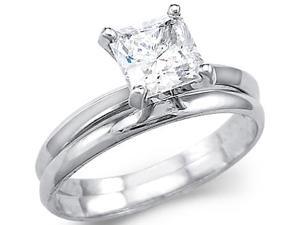 Solid 14k White Gold Princess Engagement Wedding Set CZ Cubic Zirconia Ring 1.5 ct Solid 14k White Gold Princess Engagement Wedding Set CZ Cubic Zirconia Ring 1.5 ct