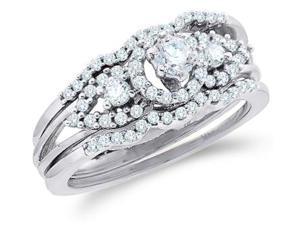 14k White Gold Diamond Engagement Ring & Wedding Band Three 3 Ring Set Solitaire Three 3 Stone Style Center Setting Side Stones Round Cut Diamond Ring (1/2 cttw, G - H Color, SI2 Clarity) 14k White Gold Diamond Engagement Ring & Wedding Band Three 3 Ring Set Solitaire Three 3 Stone Style Center Setting Side Stones Round Cut Diamond Ring (1/2 cttw, G - H Color, SI2 Clarity)
