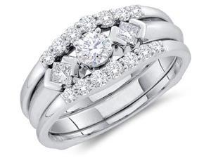 14k White Gold Diamond Engagement Ring & Wedding Band Three 3 Ring Set Solitaire Three 3 Stone Style Center SettingDiamond Ring (3/4 cttw, 1/5 ct Center, G - H Color, SI2 Clarity) 14k White Gold Diamond Engagement Ring & Wedding Band Three 3 Ring Set Solitaire Three 3 Stone Style Center SettingDiamond Ring (3/4 cttw, 1/5 ct Center, G - H Color, SI2 Clarity)