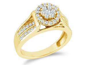 14k Yellow Gold Diamond Engagement Wedding Band Solitaire Style Center Setting Side Stones Flower Shape Center Halo Round Cut Diamond Ring 9mm (1/2 cttw, G - H Color, SI2 Clarity) 14k Yellow Gold Diamond Engagement Wedding Band Solitaire Style Center Setting Side Stones Flower Shape Center Halo Round Cut Diamond Ring 9mm (1/2 cttw, G - H Color, SI2 Clarity)