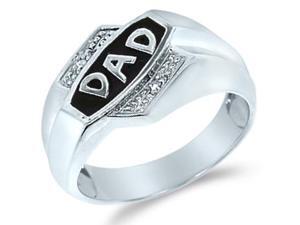 10k White Gold Black Onyx DAD Two Stone Fathers Day Pave Set Round Cut Mens Diamond Wedding Ring Band 13mm (.01 cttw, H Color, I1 Clarity) 10k White Gold Black Onyx DAD Two Stone Fathers Day Pave Set Round Cut Mens Diamond Wedding Ring Band 13mm (.01 cttw, H Color, I1 Clarity)