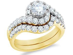 14k Yellow Gold Diamond Ladies Engagement Ring Wedding Band Two 2 Ring Set Solitaire Side Stones Halo Round Cut Diamond Ring 12mm (1.44 cttw, 0.44 ct Center, G - H Color, SI2 Clarity) 14k Yellow Gold Diamond Ladies Engagement Ring Wedding Band Two 2 Ring Set Solitaire Side Stones Halo Round Cut Diamond Ring 12mm (1.44 cttw, 0.44 ct Center, G - H Color, SI2 Clarity)