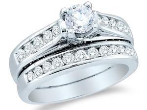 14k White Gold Diamond Classic Traditional Engagement Ring Wedding Band Two 2 Ring Set Solitaire Side Stones Round Cut Diamond Ring (1.43 cttw, 1/2 ct Center, G - H Color, SI2 Clarity) 14k White Gold Diamond Classic Traditional Engagement Ring Wedding Band Two 2 Ring Set Solitaire Side Stones Round Cut Diamond Ring (1.43 cttw, 1/2 ct Center, G - H Color, SI2 Clarity)