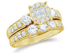 14k Yellow Gold Diamond Engagement Ring Wedding Band Two 2 Ring Set Solitaire Style Center Setting Three 3 Stone Side Stones LargeDiamond Ring (1.47 cttw, G - H Color, SI2 Clarity) 14k Yellow Gold Diamond Engagement Ring Wedding Band Two 2 Ring Set Solitaire Style Center Setting Three 3 Stone Side Stones LargeDiamond Ring (1.47 cttw, G - H Color, SI2 Clarity)