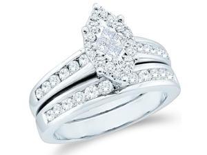 14k White Gold Diamond Engagement Ring Wedding Band Two 2 Ring Set Solitaire Style Center Setting Marquise Shape CenterDiamond Ring (1.07 cttw, G - H Color, SI2 Clarity) 14k White Gold Diamond Engagement Ring Wedding Band Two 2 Ring Set Solitaire Style Center Setting Marquise Shape CenterDiamond Ring (1.07 cttw, G - H Color, SI2 Clarity)