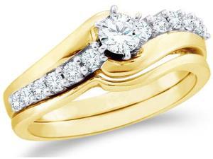 14k Yellow Gold Diamond Engagement Ring Matching Plain Solid Wedding Band Two 2 Ring Set Solitaire Side Stones Round Cut Diamond Ring (1/2 cttw, 1/5 ct Center, G - H Color, SI2 Clarity) 14k Yellow Gold Diamond Engagement Ring Matching Plain Solid Wedding Band Two 2 Ring Set Solitaire Side Stones Round Cut Diamond Ring (1/2 cttw, 1/5 ct Center, G - H Color, SI2 Clarity)