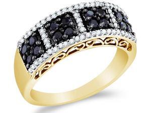 14k Yellow Gold Black and White Diamond Channel Set Round Cut Womens Wedding Anniversary Ring Band 7mm (.55 cttw, H Color, I1 Clarity) 14k Yellow Gold Black and White Diamond Channel Set Round Cut Womens Wedding Anniversary Ring Band 7mm (.55 cttw, H Color, I1 Clarity)
