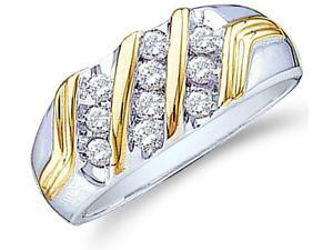 10k Yellow and White Two 2 Tone Gold Ten 10 Stones Channel Set Round Cut Mens Diamond Wedding Ring Band 9mm (1/2 cttw, H Color, I1 Clarity) 10k Yellow and White Two 2 Tone Gold Ten 10 Stones Channel Set Round Cut Mens Diamond Wedding Ring Band 9mm (1/2 cttw, H Color, I1 Clarity)