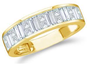 14k Yellow Gold Princess Cut and Baguette Channel Set Diamond Ladies Womens Wedding or Anniversary 5mm Ring Band (1.0 cttw, G - H Color, SI2 Clarity) 14k Yellow Gold Princess Cut and Baguette Channel Set Diamond Ladies Womens Wedding or Anniversary 5mm Ring Band (1.0 cttw, G - H Color, SI2 Clarity)