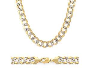 Pave Solid 14k Yellow White Gold Curb Cuban Chain 8.2mm 22" Pave Solid 14k Yellow White Gold Curb Cuban Chain 8.2mm 22"