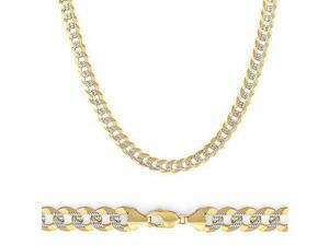Solid 14k Yellow Two Tone Gold Pave Cuban Curb Chain 4.5mm 22 Solid 14k Yellow Two Tone Gold Pave Cuban Curb Chain 4.5mm 22