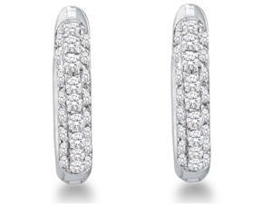 10k White Gold Micro Pave Set Round Diamond Hoop Earrings - (1/6 cttw, G - H Color, SI2 Clarity) 10k White Gold Micro Pave Set Round Diamond Hoop Earrings - (1/6 cttw, G - H Color, SI2 Clarity)
