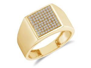 10K Yellow Gold Diamond MENS Wedding Band OR Fashion Ring - Square Princess Shape Center Setting w/ Micro Pave Set Round Diamonds - (1/4 cttw, G - H Color, SI2 Clarity) 10K Yellow Gold Diamond MENS Wedding Band OR Fashion Ring - Square Princess Shape Center Setting w/ Micro Pave Set Round Diamonds - (1/4 cttw, G - H Color, SI2 Clarity)