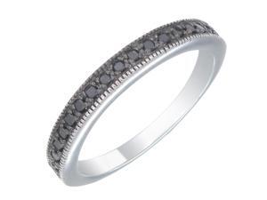 Sterling Silver Black Diamond Wedding Band (1/5 CT) In Size 8 Sterling Silver Black Diamond Wedding Band (1/5 CT) In Size 8