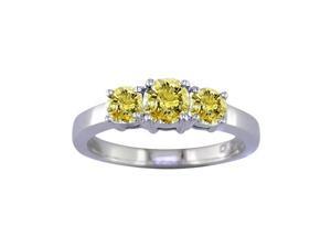 14K White Gold 3 Stone Yellow Diamond Ring (2 CT) In Size 5 14K White Gold 3 Stone Yellow Diamond Ring (2 CT) In Size 5