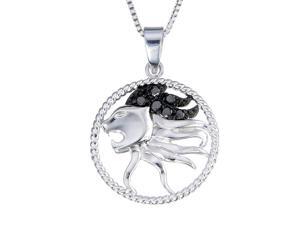 Silver 1/8 CT Black Diamond Zodiac Pendant With 18 Inch Chain (Leo) Silver 1/8 CT Black Diamond Zodiac Pendant With 18 Inch Chain (Leo)