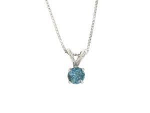 14K White Gold Blue Diamond Solitaire Pendant (1/3 CT) With Chain 14K White Gold Blue Diamond Solitaire Pendant (1/3 CT) With Chain