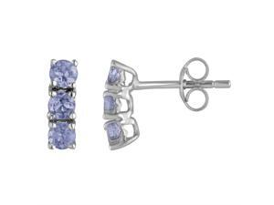 Sterling Silver 3 Stone Light Tanzanite Earrings Sterling Silver 3 Stone Light Tanzanite Earrings