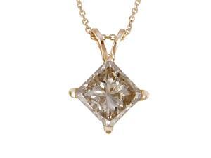 1/3 CT Princess Cut Champagne Diamond Pendant in 14K Yellow Gold 1/3 CT Princess Cut Champagne Diamond Pendant in 14K Yellow Gold