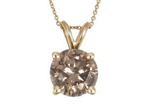 14K Yellow Gold Champagne Diamond Solitaire Pendant (1 CT) 14K Yellow Gold Champagne Diamond Solitaire Pendant (1 CT)