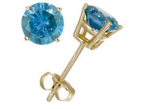 1/4 CT Blue Diamond Stud Earrings 14k Yellow Gold 1/4 CT Blue Diamond Stud Earrings 14k Yellow Gold