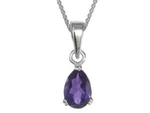 Silver Amethyst Pendant With 18 Inch Chain, 7x5 MM Pear Shape Silver Amethyst Pendant With 18 Inch Chain, 7x5 MM Pear Shape