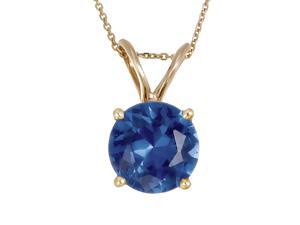 14K Yellow Gold Blue Sapphire Pendant (2 CT) With 18 Inch Chain 14K Yellow Gold Blue Sapphire Pendant (2 CT) With 18 Inch Chain