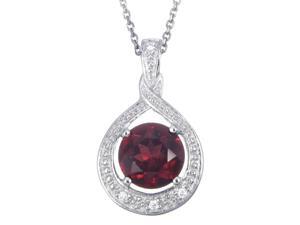 Sterling Silver Garnet Pendant (1.60 CT) With 18 Inch Chain Sterling Silver Garnet Pendant (1.60 CT) With 18 Inch Chain