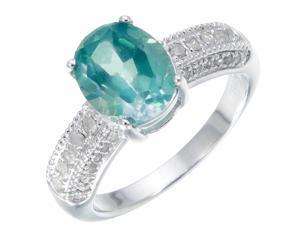Sterling Silver Green Topaz and Diamond Ring (2.30 CT) In Size 6 Sterling Silver Green Topaz and Diamond Ring (2.30 CT) In Size 6