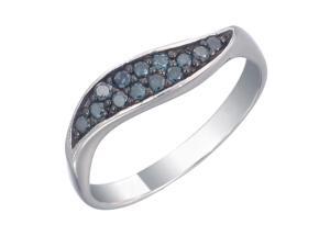 Sterling Silver Blue Diamond Ring (1/4 CT) In Size 7 Sterling Silver Blue Diamond Ring (1/4 CT) In Size 7