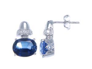 Sterling Silver Created Blue Sapphire Earrings (3.50 CT) Sterling Silver Created Blue Sapphire Earrings (3.50 CT)