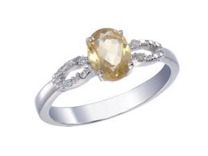 Sterling Silver Citrine & Diamond Ring (1.20 CT) In Size 9 Sterling Silver Citrine & Diamond Ring (1.20 CT) In Size 9