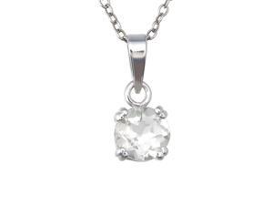 Sterling Silver Green Amethyst Pendant (0.60 CT ; 6 MM Round Shape) Sterling Silver Green Amethyst Pendant (0.60 CT ; 6 MM Round Shape)