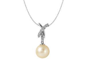 Ladies 0.2CTW Diamond And FreshWater Pearl 14K White Gold Necklace Ladies 0.2CTW Diamond And FreshWater Pearl 14K White Gold Necklace