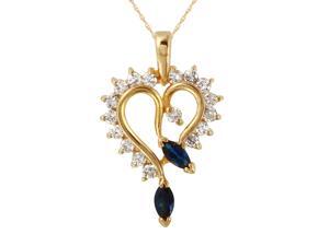 Ladies 0.67CTW Sapphire And Diamond 14K Yellow Gold Necklace Ladies 0.67CTW Sapphire And Diamond 14K Yellow Gold Necklace