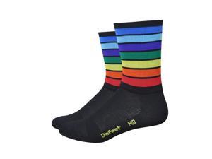 DeFeet AirEator 5in Hi Top Champion of the World Cycling/Running Socks - AIRTCW (Champion of the World - Black/Rainbow S DeFeet AirEator 5in Hi Top Champion of the World Cycling/Running Socks - AIRTCW (Champion of the World - Black/Rainbow S