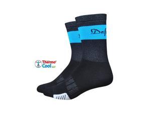 DeFeet Cyclismo 5inch Stripe Cycling/Running Socks (Black/Process Blue Stripe - S) DeFeet Cyclismo 5inch Stripe Cycling/Running Socks (Black/Process Blue Stripe - S)